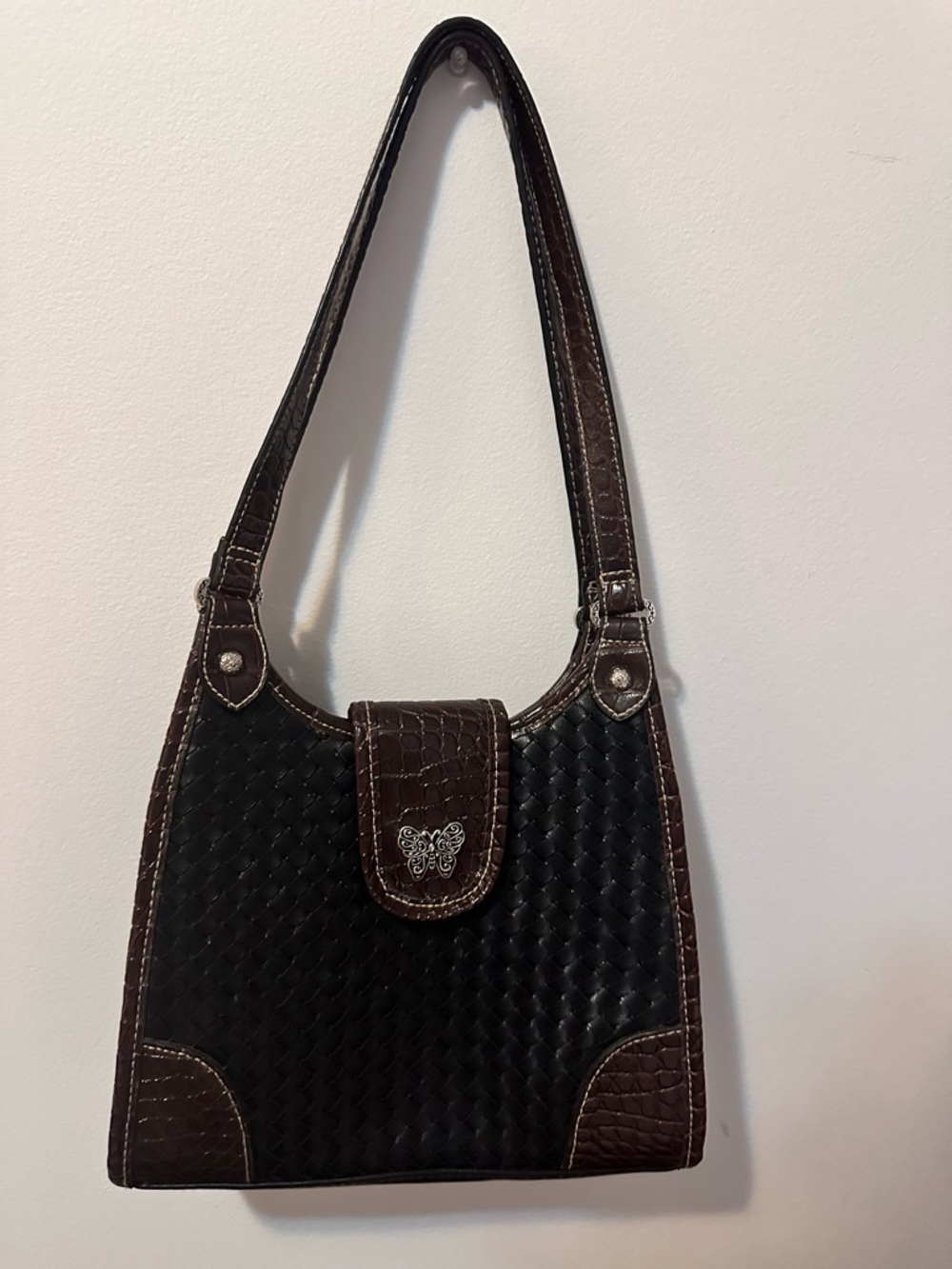 Women’s Y2K Black and Brown Butterfly Detailed Shoulder Bag 🦋
